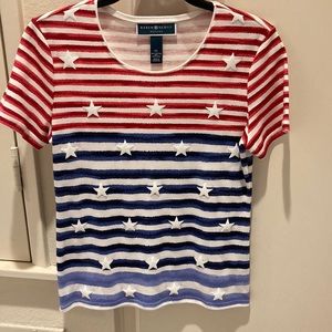 NWOT-Price Drop-Karen Scott, red White and blue star top